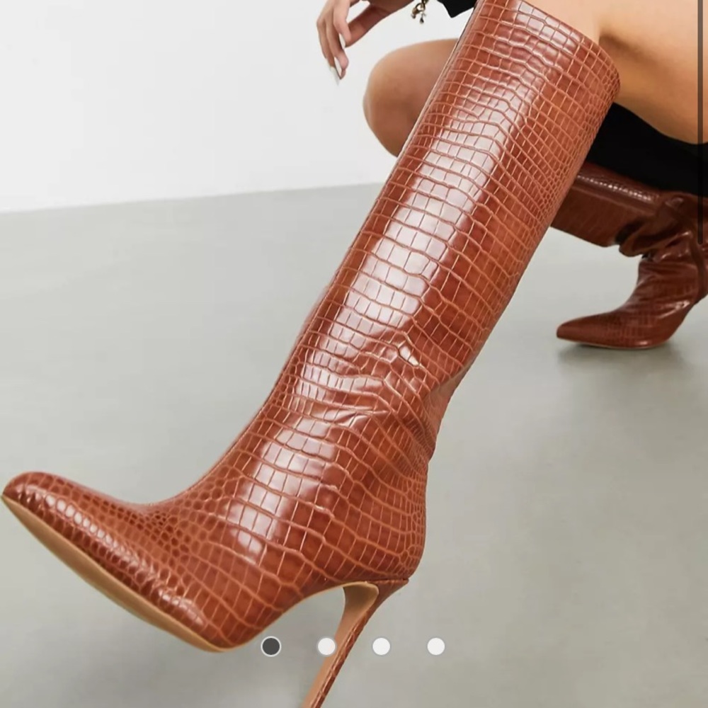 Asos Claudia knee high boot in tan